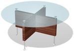 стол для совещания 'круглый' 1600 - столешница из прозрачного стекла