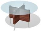 стол для совещания 'круглый' 1300 - столешница из прозрачного стекла
