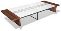 стол для совещания 'прямоугольный' с электрификацией 3600 - столешница из белого стекла