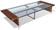 стол для совещания 'прямоугольный' с электрификацией 3600 - столешница из прозрачного стекла