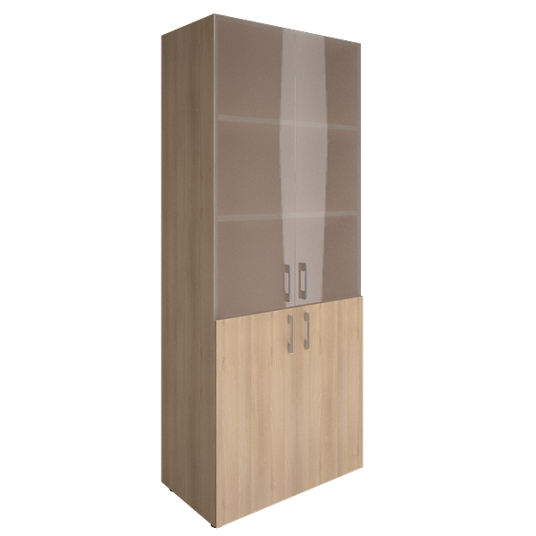 Шкаф-стеллаж комбинированный YALTA со стеклянными и деревянными дверьми
