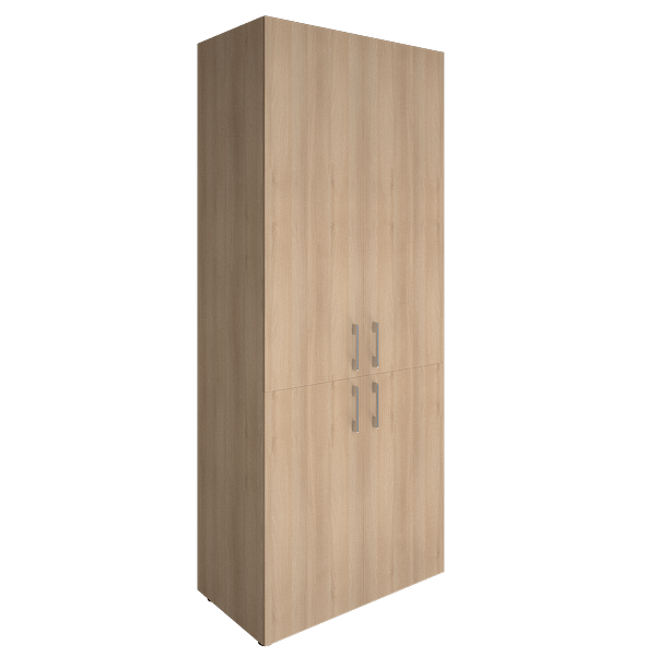 Шкаф-стеллаж двухсекционный с деревянными дверцами