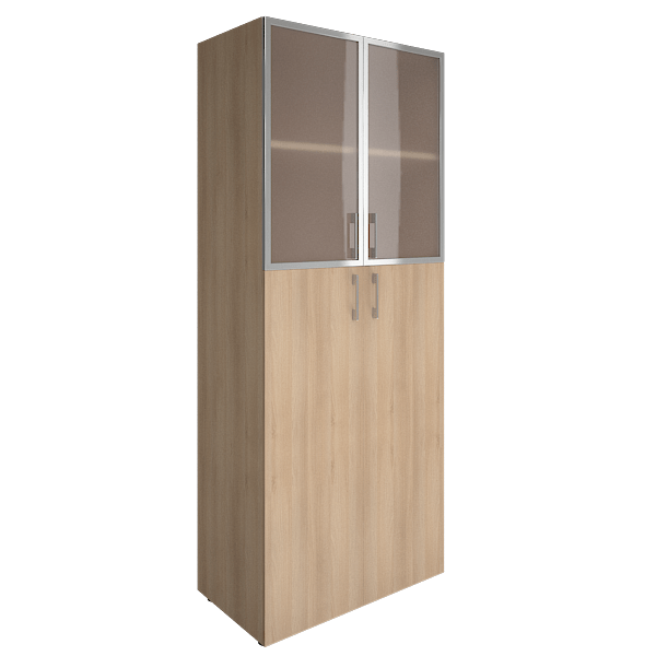 Шкаф-стеллаж YALTA комбинированный с верхней стеклянной секцией